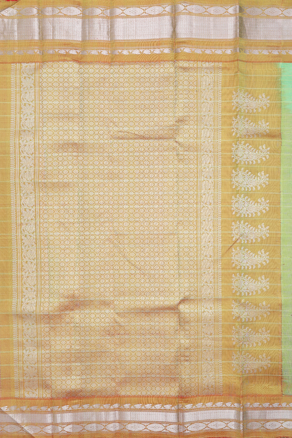 Gadwal Silk Saree In Turquoise Green With Checks Design