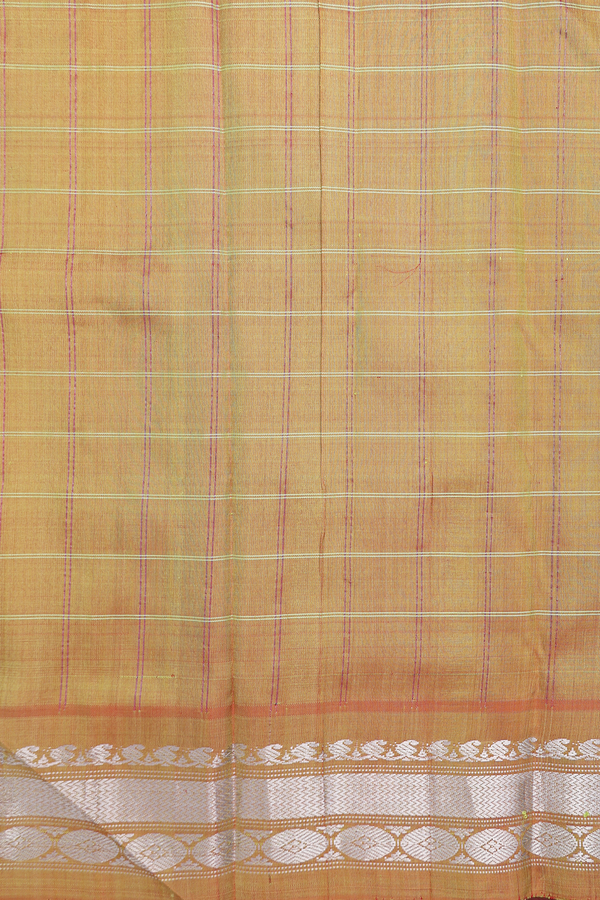 Gadwal Silk Saree In Turquoise Green With Checks Design