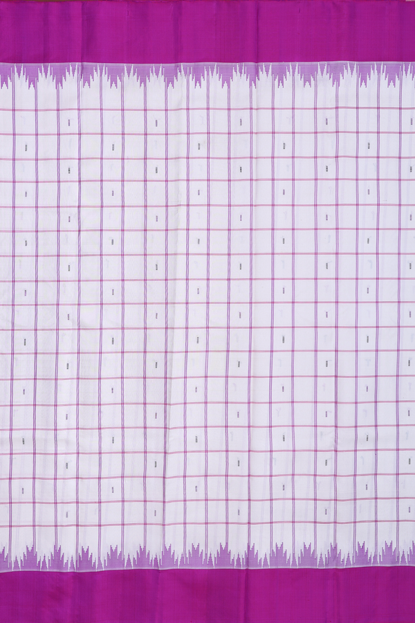 Gadwal Silk Saree In White With Checks Design