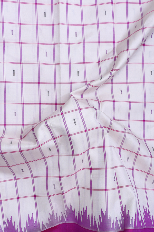 Gadwal Silk Saree In White With Checks Design