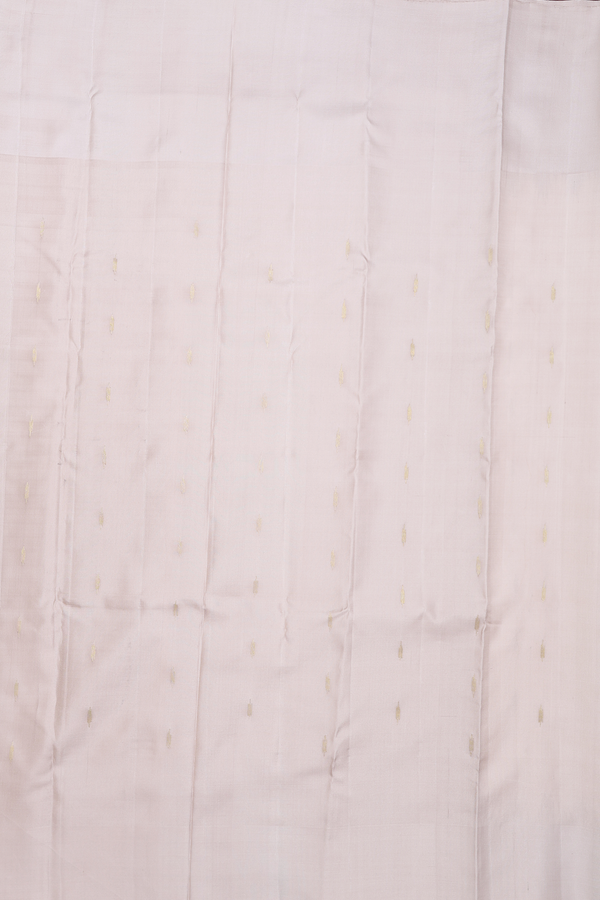 Gadwal Silk Saree In White With Zari Buttas