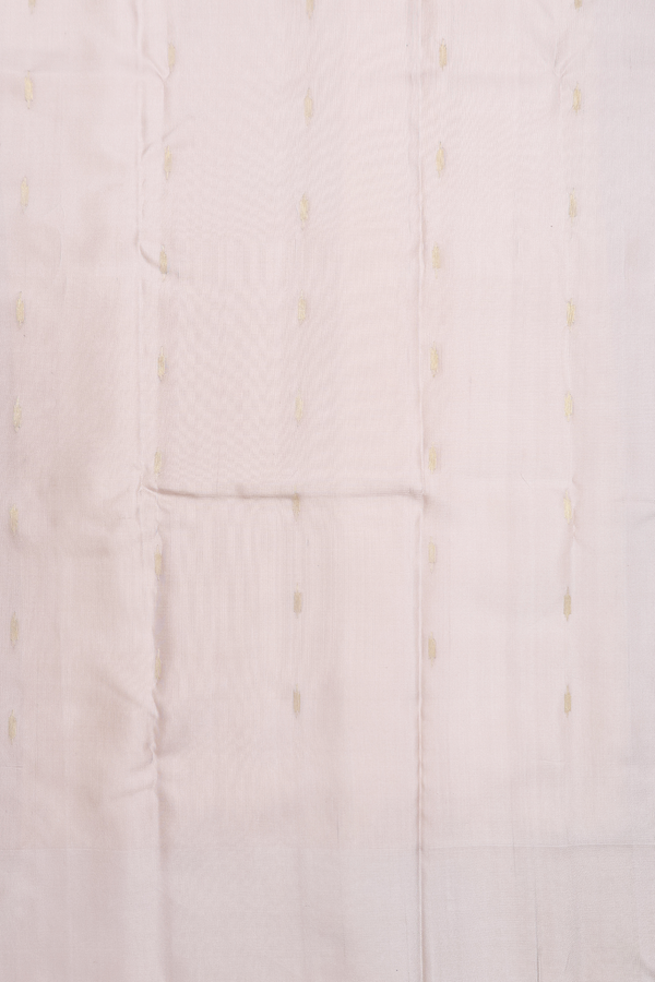 Gadwal Silk Saree In White With Zari Buttas