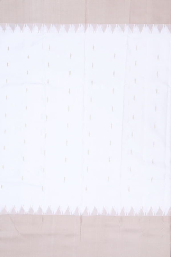 Gadwal Silk Saree In White With Zari Buttas