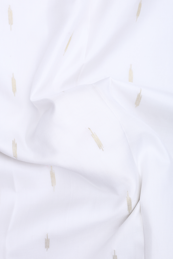 Gadwal Silk Saree In White With Zari Buttas