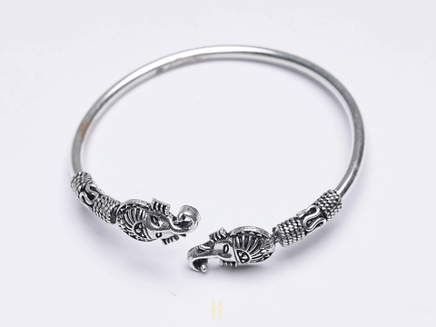 Ganesha Design Oxidized Adjustable Pure Silver Kada