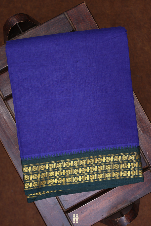 Ganga Jamuna Border Blue Cotton Dhoti With Angavastram Set