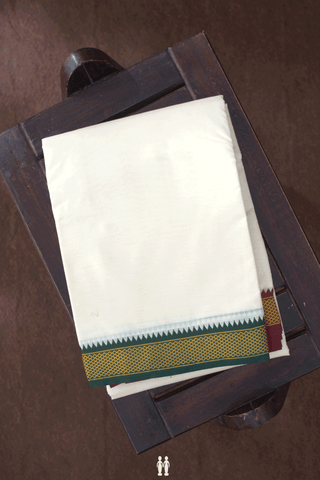 Ganga Jamuna Border Egg White Cotton With Angavastram Set