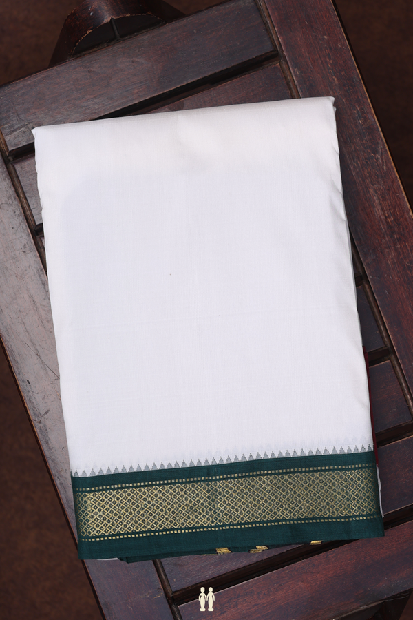 Ganga Jamuna Border Egg White Silk Dhoti With Angavastram Set