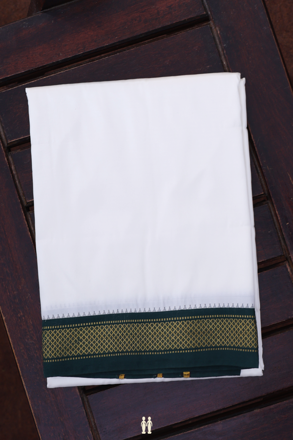Ganga Jamuna Border Egg White Silk Dhoti With Angavastram Set