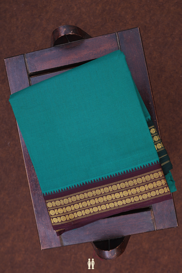 Ganga Jamuna Border Green Cotton Dhoti With Angavastram Set