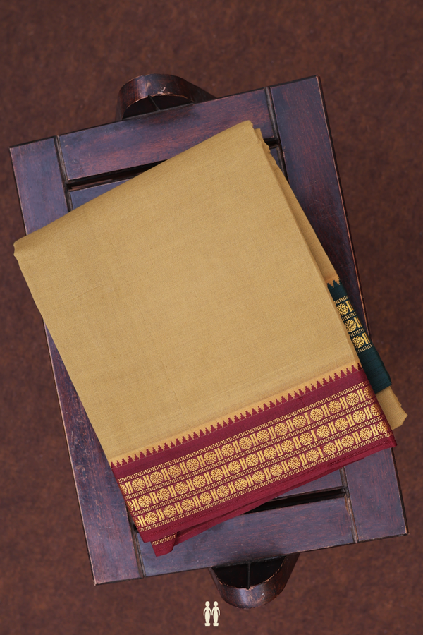 Ganga Jamuna Border Greenish Brown Dhoti With Angavastram Set