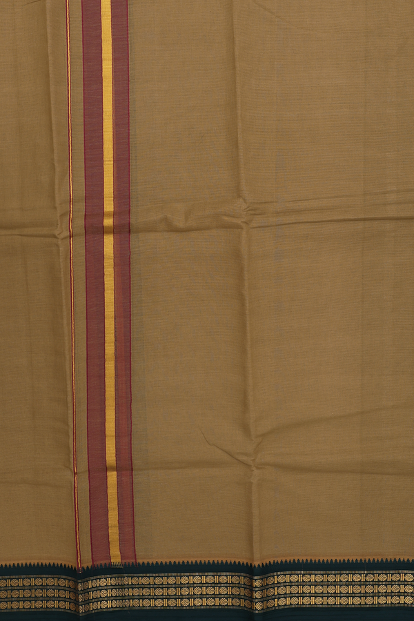Ganga Jamuna Border Greenish Brown Dhoti With Angavastram Set