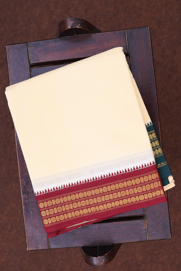 Ganga Jamuna Border Ivory Dhoti With Angavastram Set