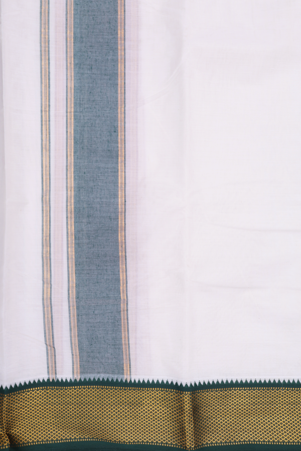 Ganga Jamuna Border Off White Cotton Dhoti With Angavastram