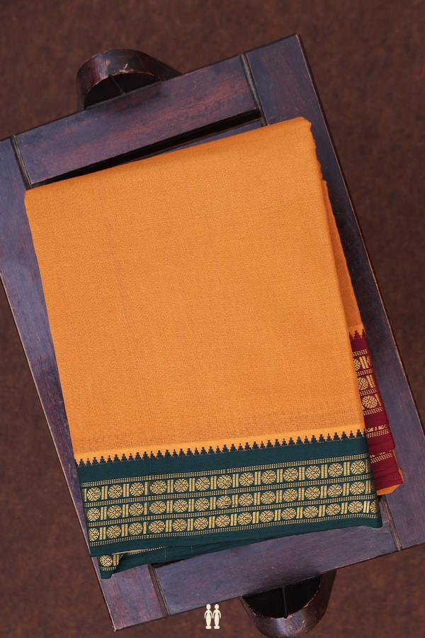 Ganga Jamuna Border Orange Dhoti With Angavastram Set