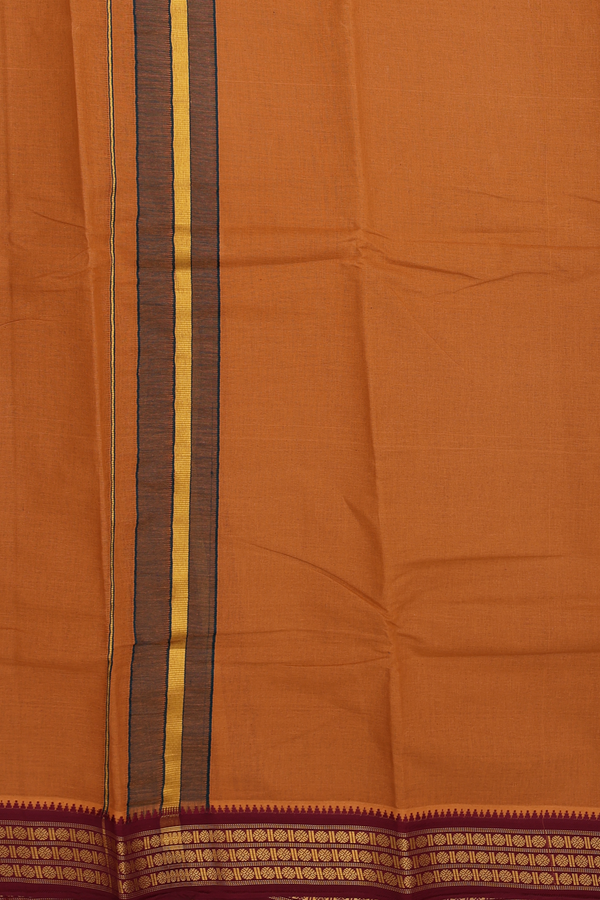 Ganga Jamuna Border Orange Dhoti With Angavastram Set
