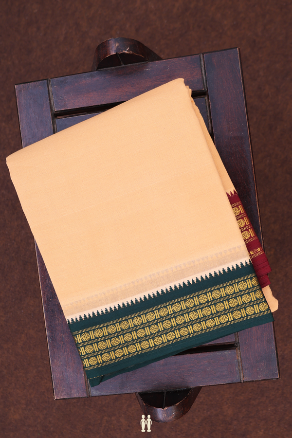 Ganga Jamuna Border Pastel Orange Dhoti With Angavastram Set