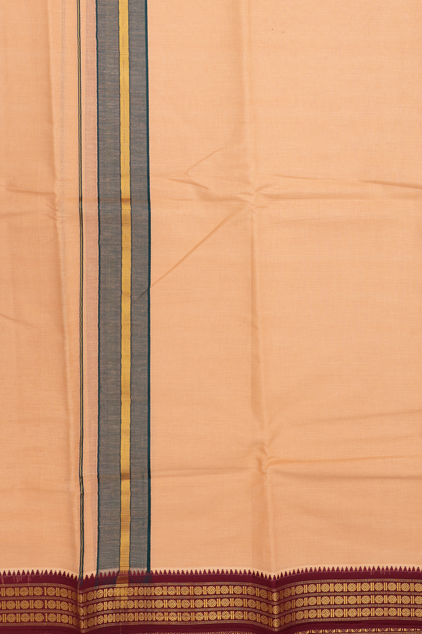 Ganga Jamuna Border Pastel Orange Dhoti With Angavastram Set