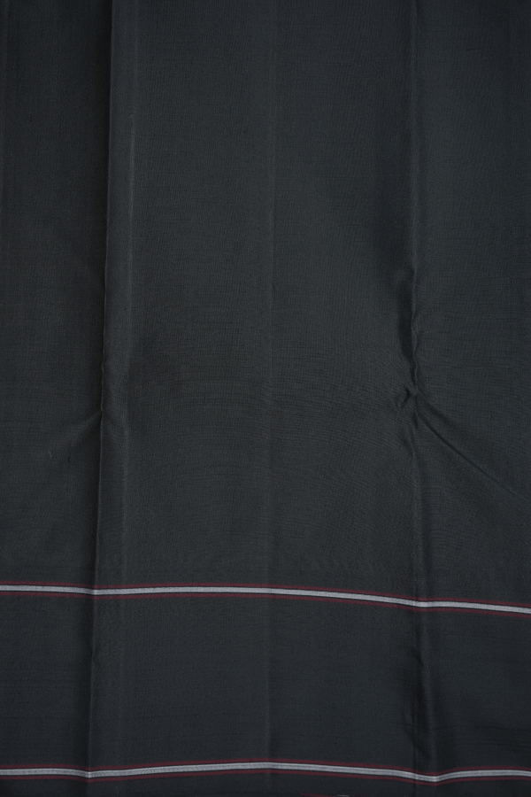 Ganga Jamuna Border Plain Mouse Grey Kanchipuram Silk Saree