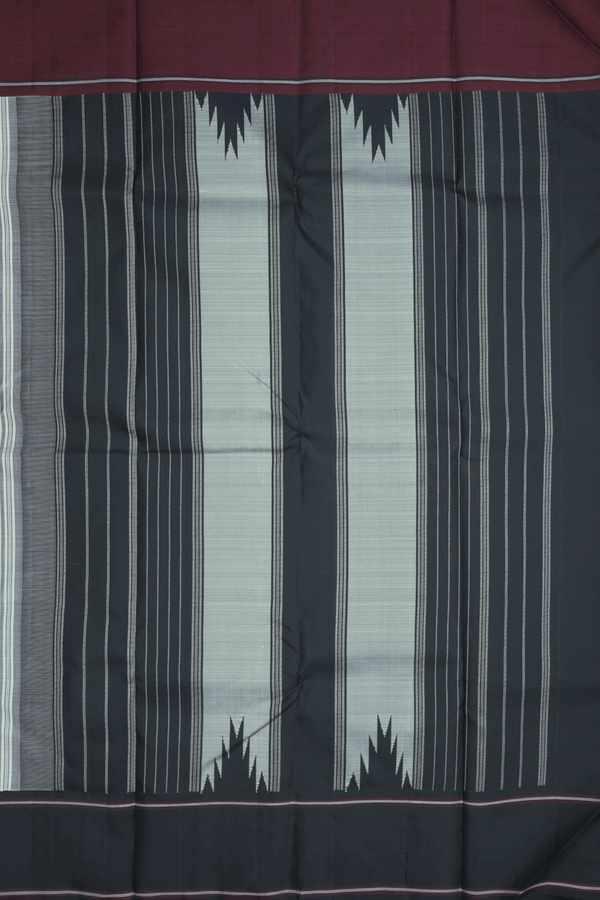 Ganga Jamuna Border Plain Mouse Grey Kanchipuram Silk Saree