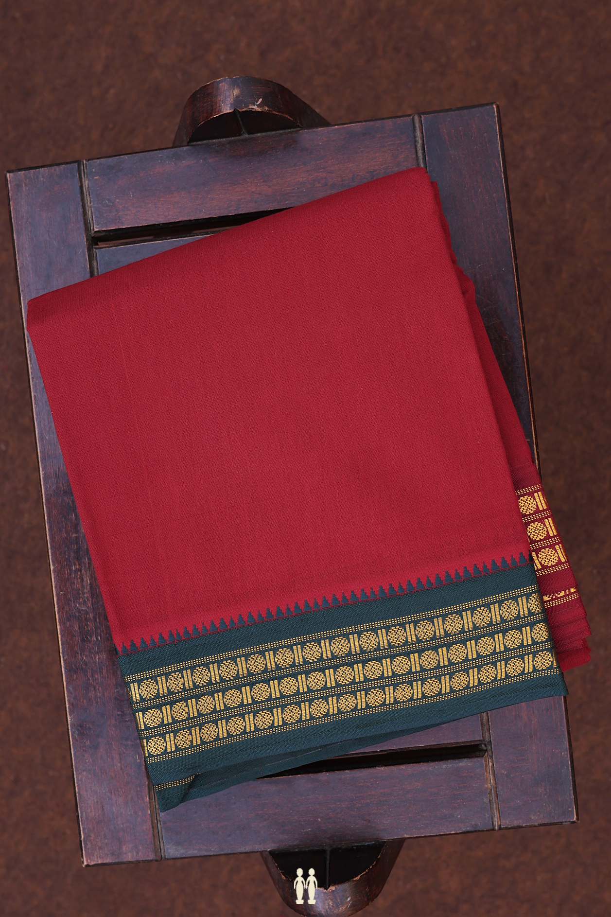 Ganga Jamuna Border Red Cotton Dhoti With Angavastram Set