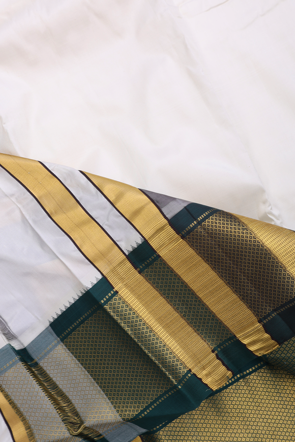 Ganga Jamuna Border White Silk Dhoti With Angavastram Set