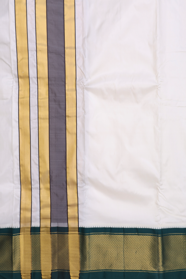 Ganga Jamuna Border White Silk Dhoti With Angavastram Set