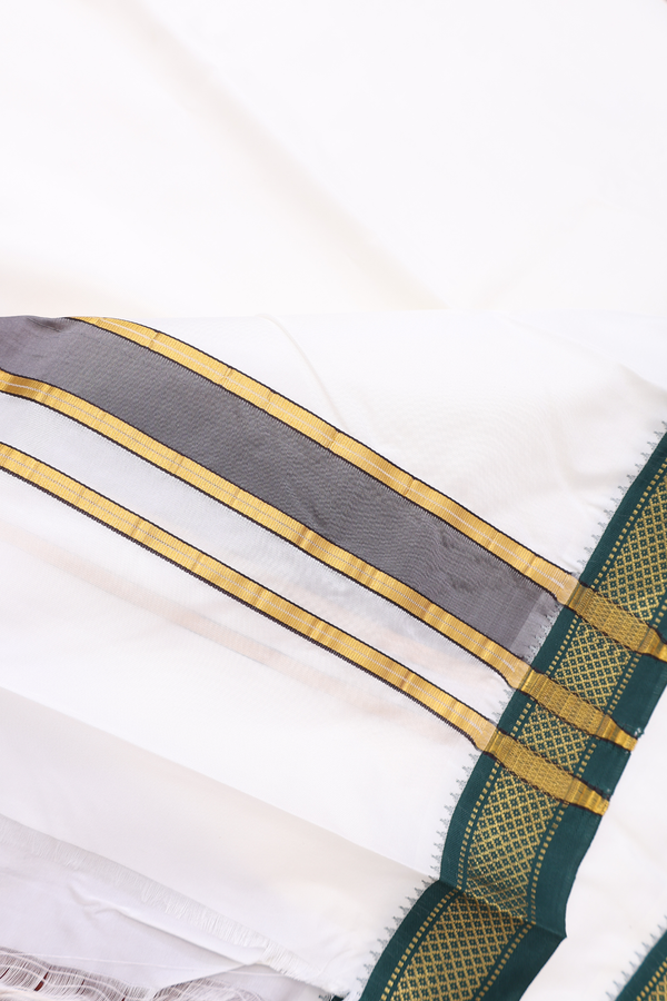 Ganga Jamuna Border White Art Silk Dhoti