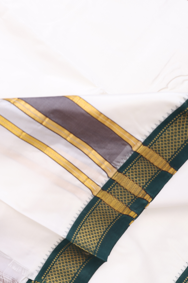Ganga Jamuna Border White Art Silk Dhoti