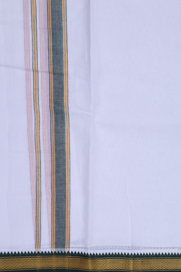Ganga Jamuna Border White Cotton Velcro Dhoti