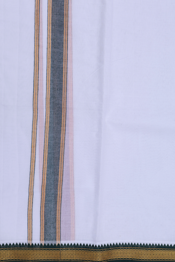 Ganga Jamuna Border White Cotton Velcro Dhoti