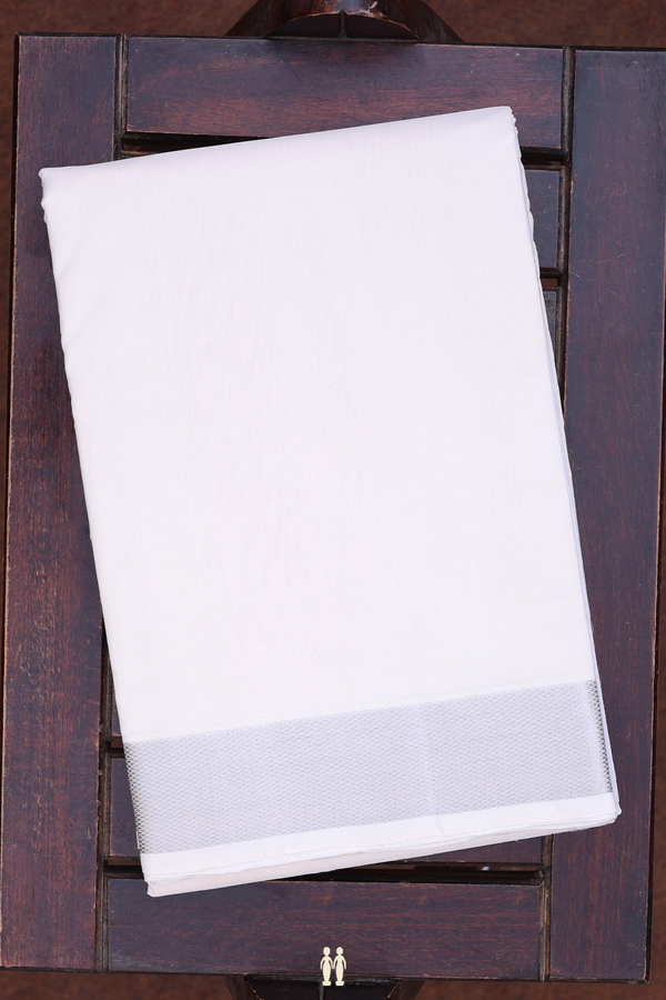 Zari Border White Cotton Dhoti