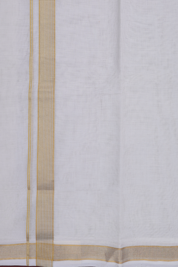 Zari Border White Cotton Dhoti