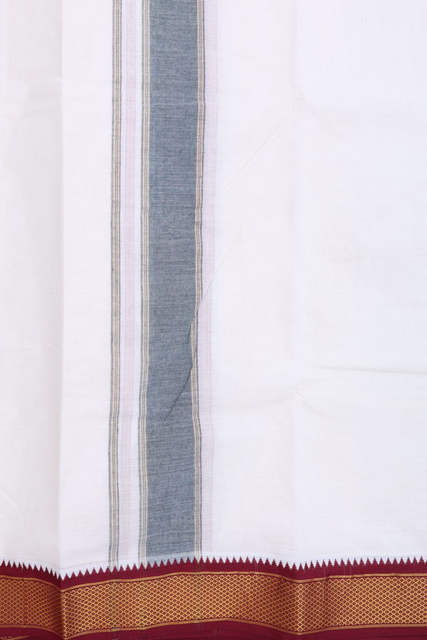 Ganga Jamuna Border White Cotton Dhoti With Angavastram Set