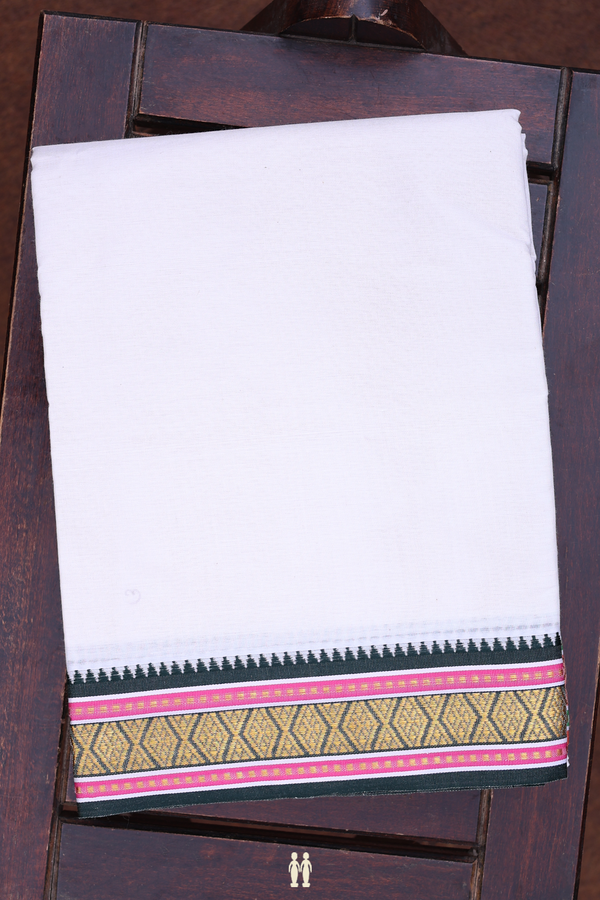 Ganga Jamuna Border White Cotton Dhoti With Angavastram Set