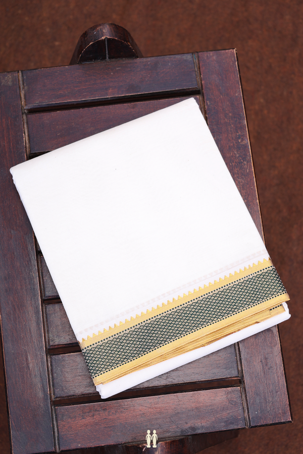 Ganga Jamuna Border White Cotton Dhoti With Angavastram Set