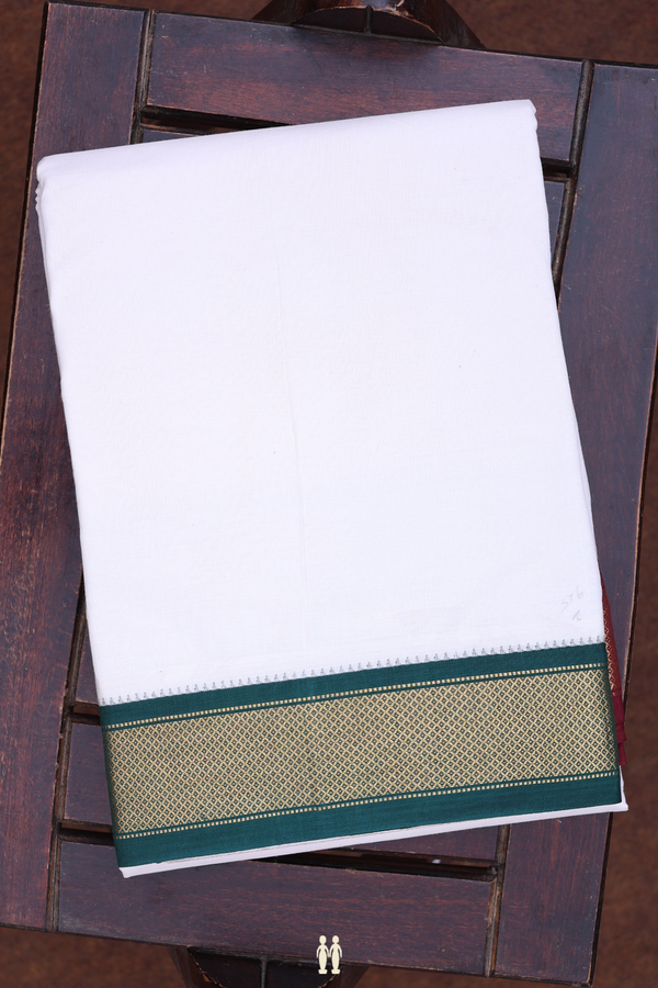 Ganga Jamuna Border White Cotton Dhoti With Angavastram Set