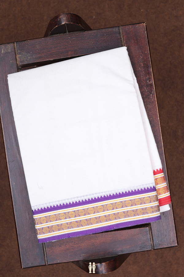 Ganga Jamuna Border White Cotton Dhoti With Angavastram Set