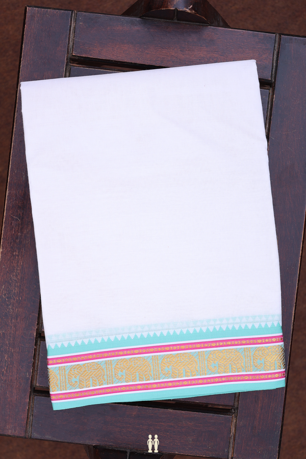 Ganga Jamuna Border White Cotton Dhoti With Angavastram Set