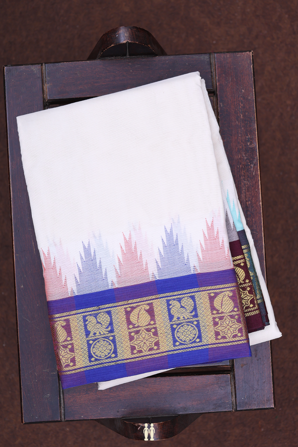 Ganga Jamuna Border White Cotton Dhoti With Angavastram Set