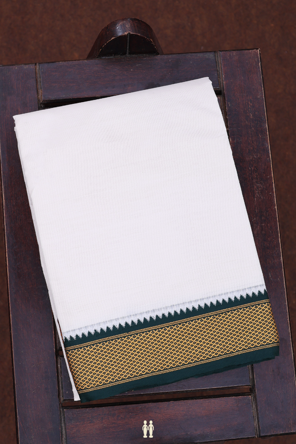 Ganga Jamuna Border White Cotton Dhoti With Angavastram Set