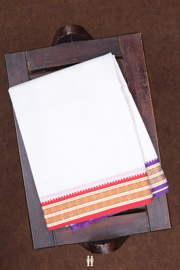 Ganga Jamuna Border White Cotton Dhoti With Angavastram Set