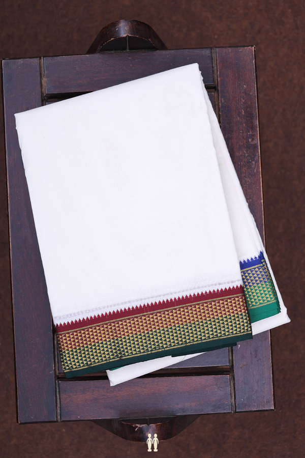 Ganga Jamuna Border White Cotton Dhoti With Angavastram Set