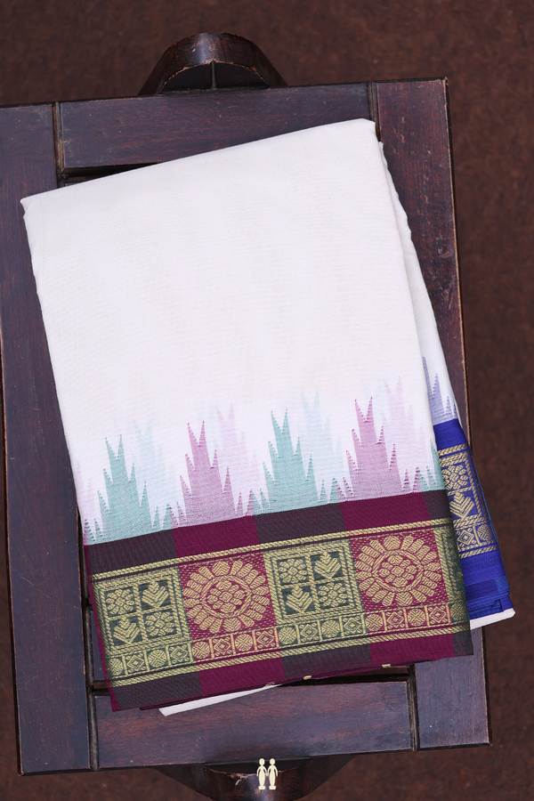 Ganga Jamuna Border White Cotton Dhoti With Angavastram Set