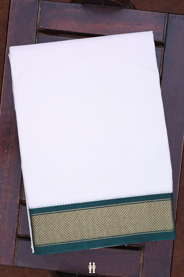 Ganga Jamuna Border White Cotton Dhoti With Angavastram Set