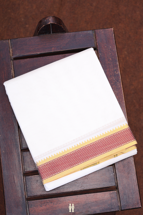 Ganga Jamuna Border White Cotton Dhoti With Angavastram Set
