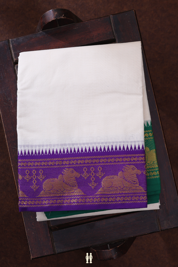 Ganga Jamuna Border White Cotton Dhoti With Angavastram Set