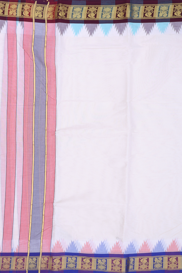 Ganga Jamuna Border White Cotton Dhoti With Angavastram Set