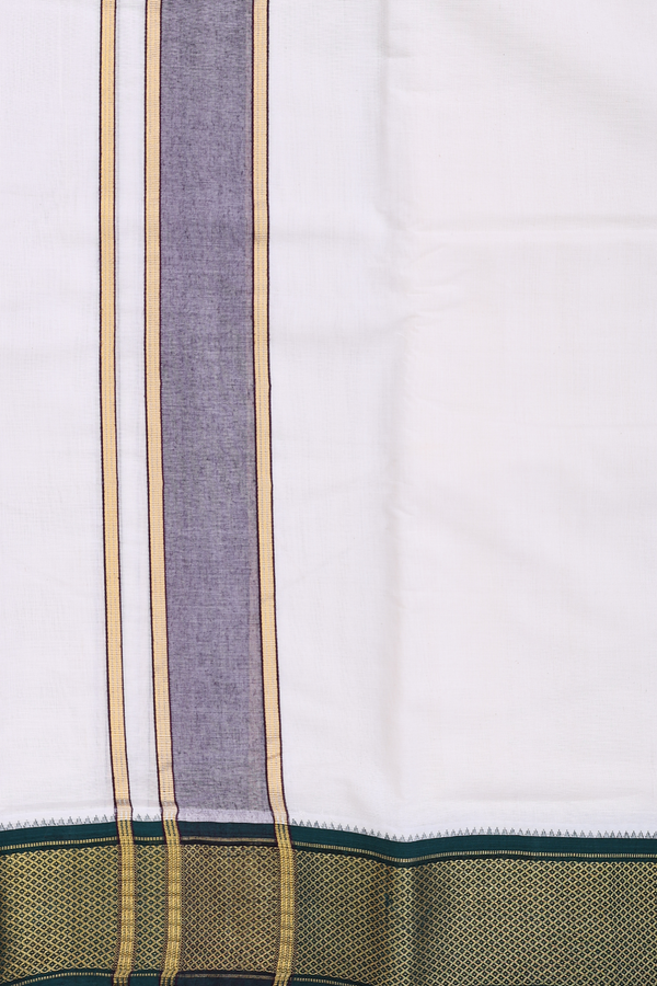 Ganga Jamuna Border White Cotton Dhoti With Angavastram Set