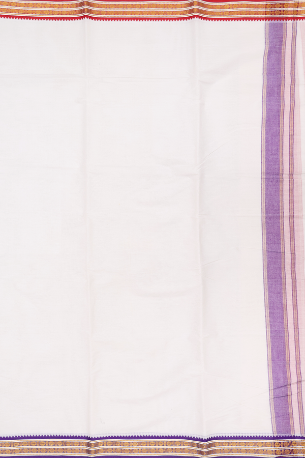 Ganga Jamuna Border White Cotton Dhoti With Angavastram Set